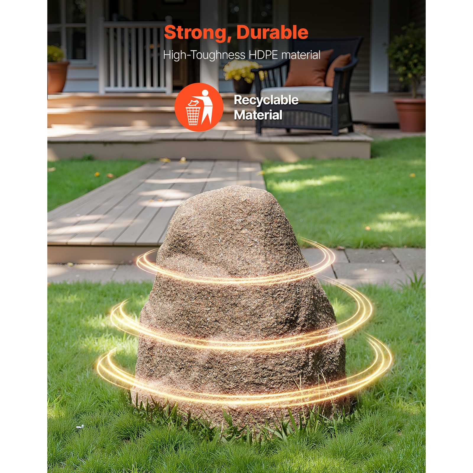 Uimoso Artificial Landscape Rock Cover for Well Pump, Lightweight Sand Brown