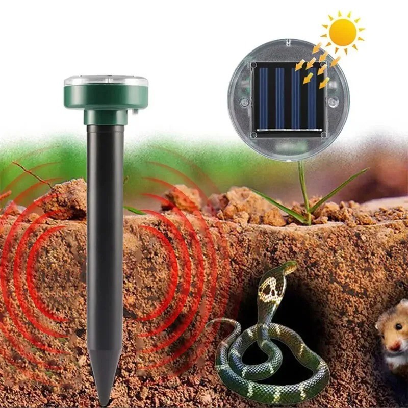 4 PCs Solar Power Ultrasonic Repellent Mice Gopher Mole Snake Squirrel Repeller
