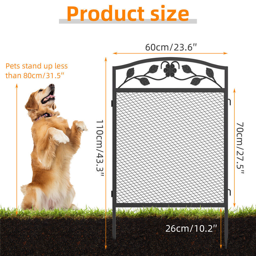 Set of 5 Heavy Outdoor Dog Pens Garden Fences Pets Playpens w/ Door 43.3″ Height
