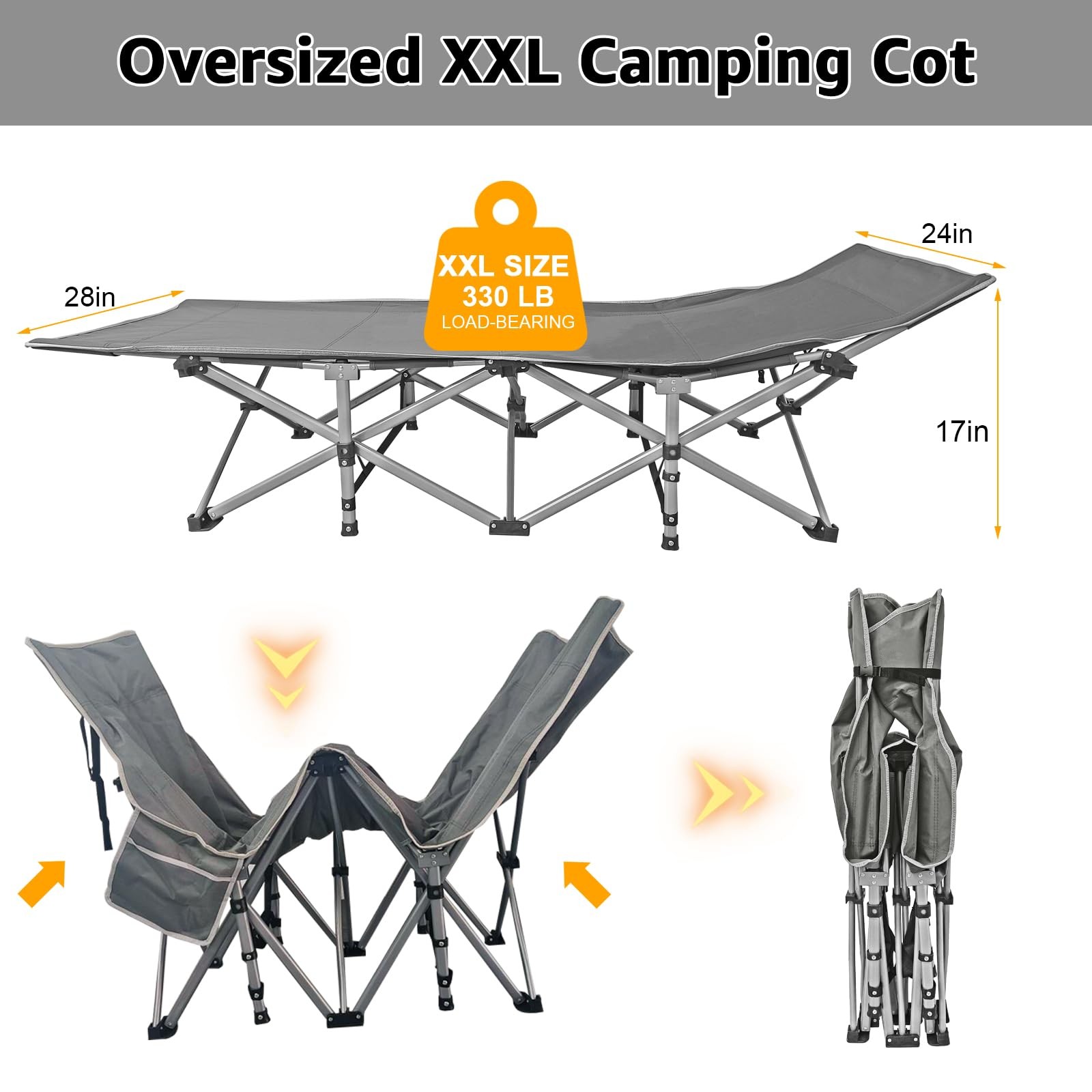Heavy Duty Camping Cot Foldable Outdoor Bed Portable Sleep Travel Cot Bag