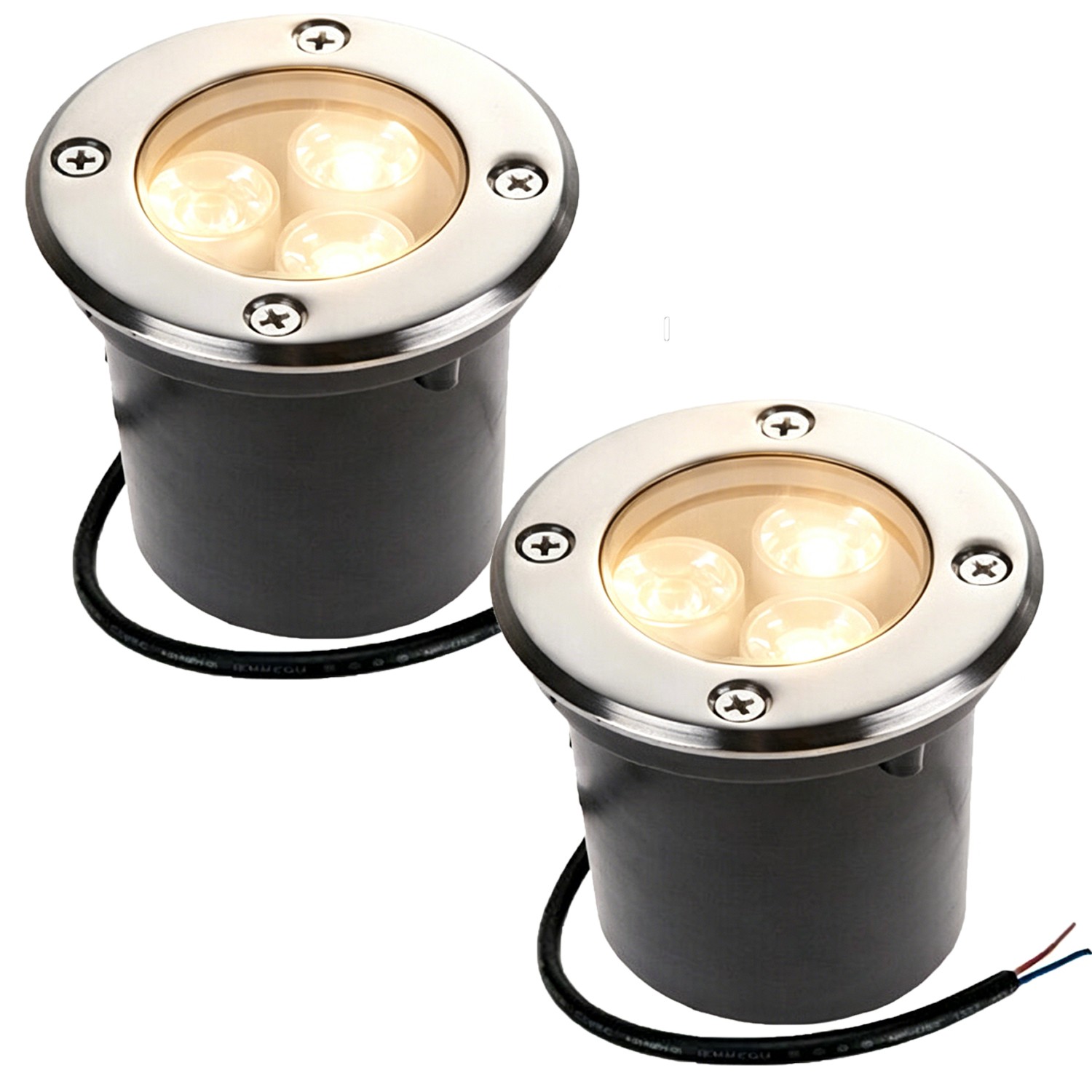 2 Pack 5W LED In-Ground Well Light 500LM Landscape Walkway Lamp Warm White 3000K