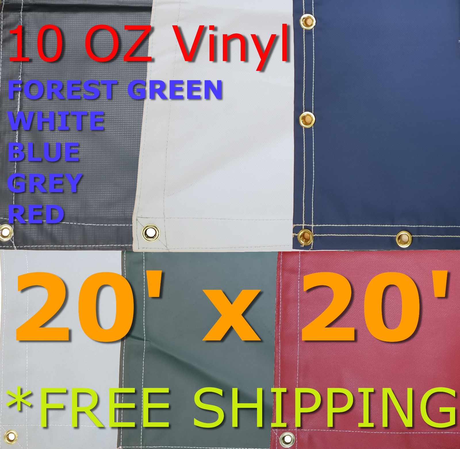 20′ x 20′ 10 Oz. Vinyl Waterproof Tarp – Truck Trailer Equipment Cover