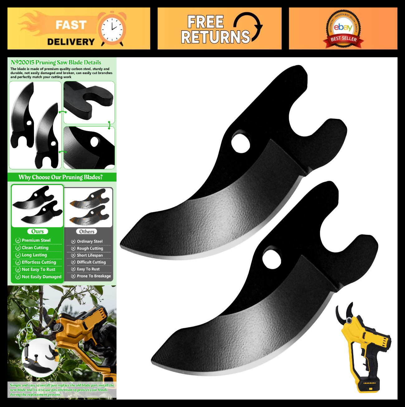 Pruning Saw Blade Replacement for DCPR320 DCPR320B DCPR320D1 – 2 Pcs Accessory