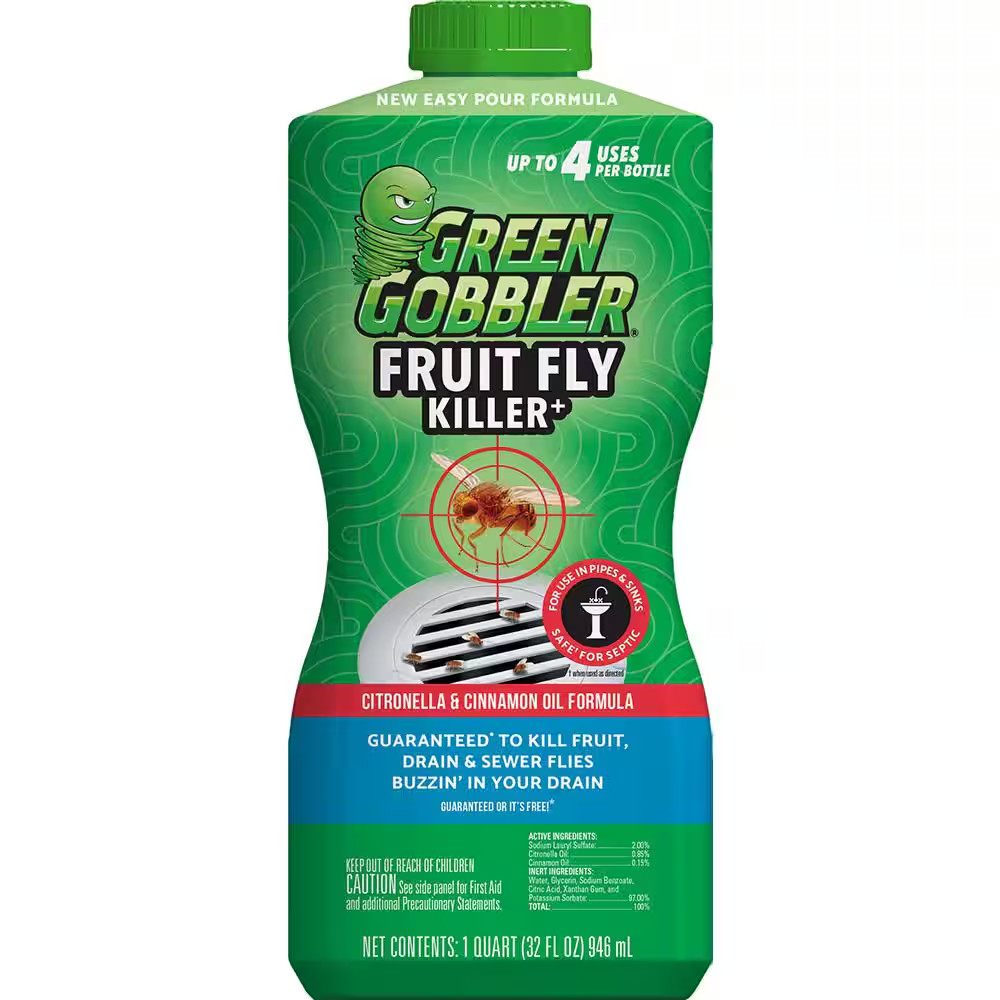 Green Gobbler Fruit Fly and Drain Fly Killer Goodbye Gel Drain Treatment 32 oz