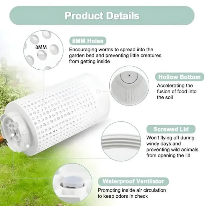 1pc Outdoor Plastic Worm Compost Bin Garden Underground Composting Box – NEW