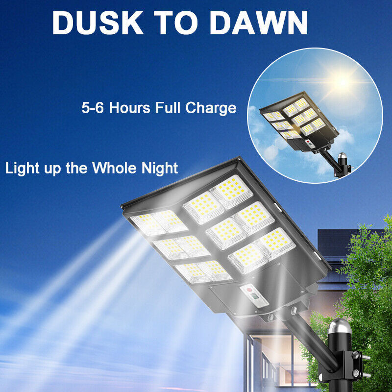 Large Commercial Solar Street Lights Outdoor Dusk to Dawn Super Bright Aluminium