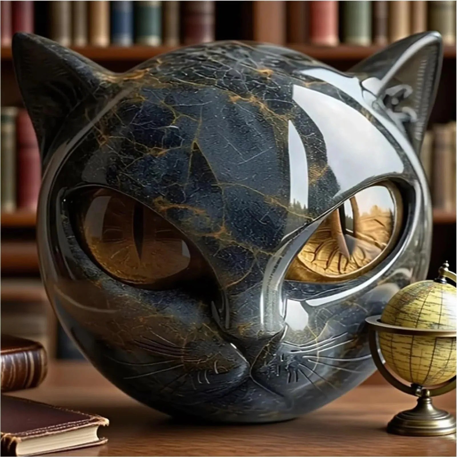 Luxury Black Cat Sculpture Elegant Home Tabletop Decor & Gift-Ready Art Piece US