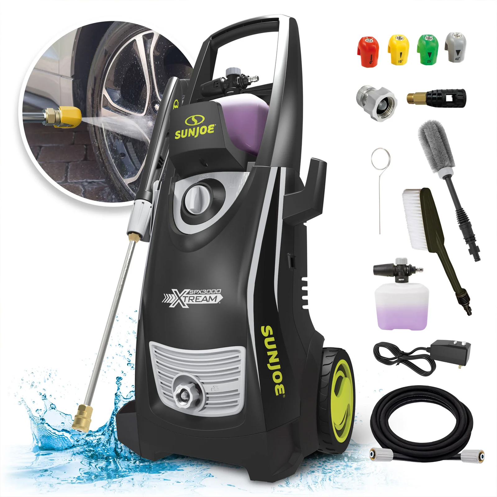 Sun Joe Electric Pressure Washer, Portable Power Washer with Wheels, SPX3000-XT1