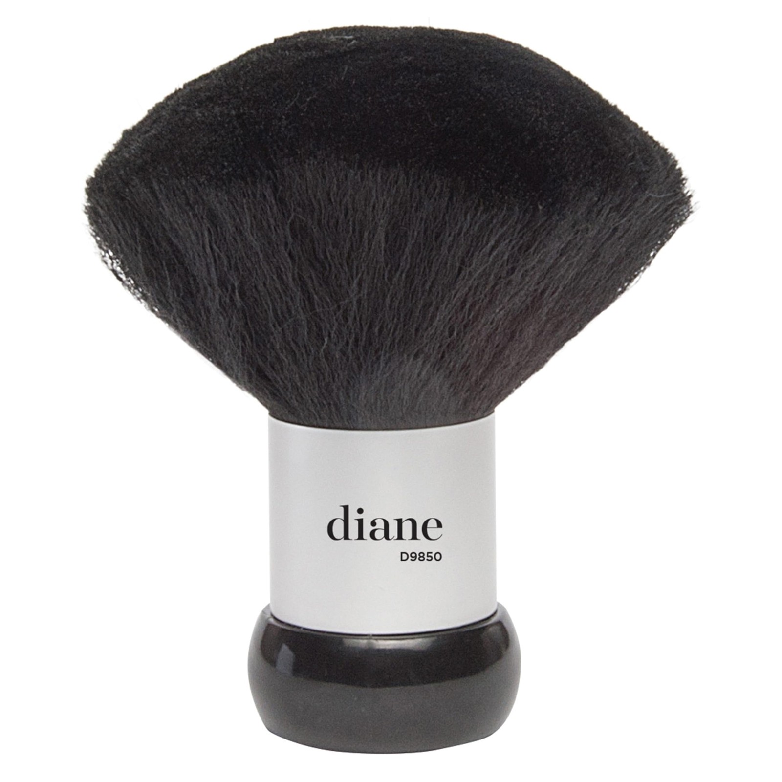 Diane Neck Duster Brush for Hair Cutting, Removes Loose 5”, Black and Silver