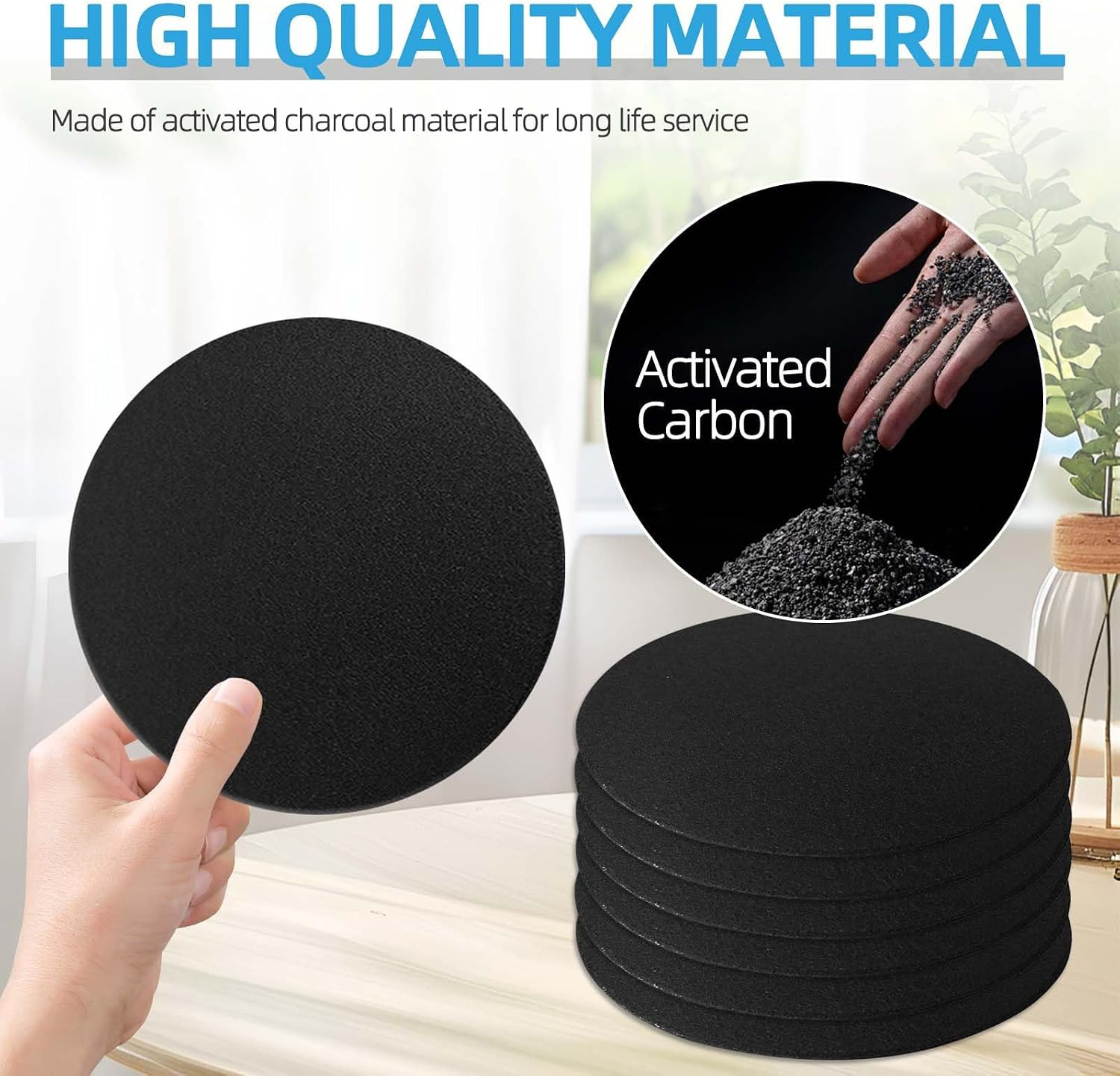6 Pack Compost Filters for Countertop Bin, 6.7 Inch Charcoal Filters for Comp…