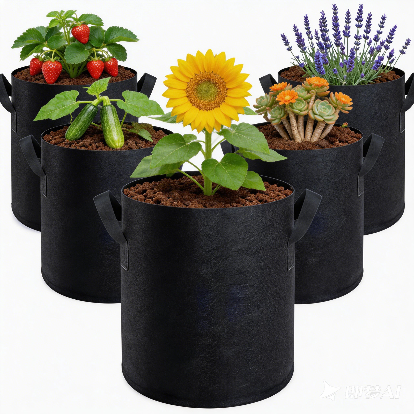 5 Packs Grow Bags Heavy Duty Thickened Nonwoven 5 Gallon to 20 Gallon