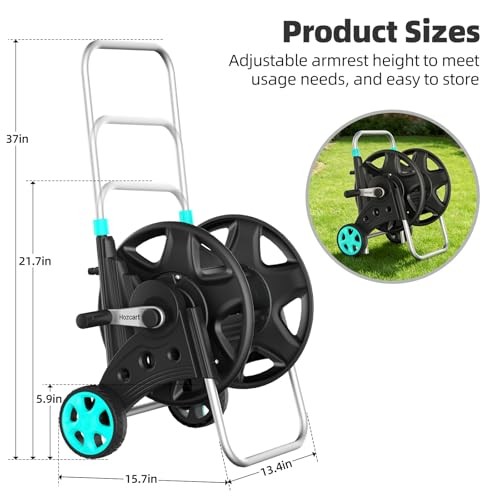 Garden Hose Reel for Outside,Hold Up to 100-120 ft of 5/8’’ 5/8 120FT Black