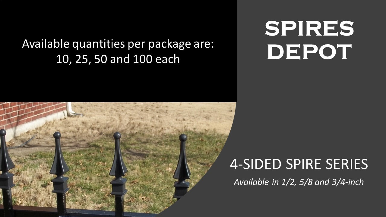 50 EACH (1/2-INCH) BLACK PLASTIC PICKET FENCE FINIAL TOPS 1-30 4-SIDED SPIRE