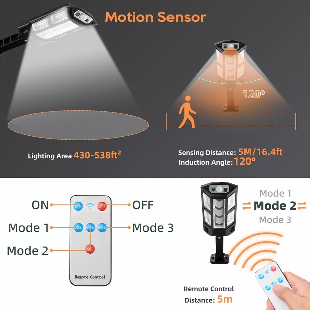 990000LM LED Solar Street Light Commercial Dusk To Dawn Outdoor Road Wall Lamp