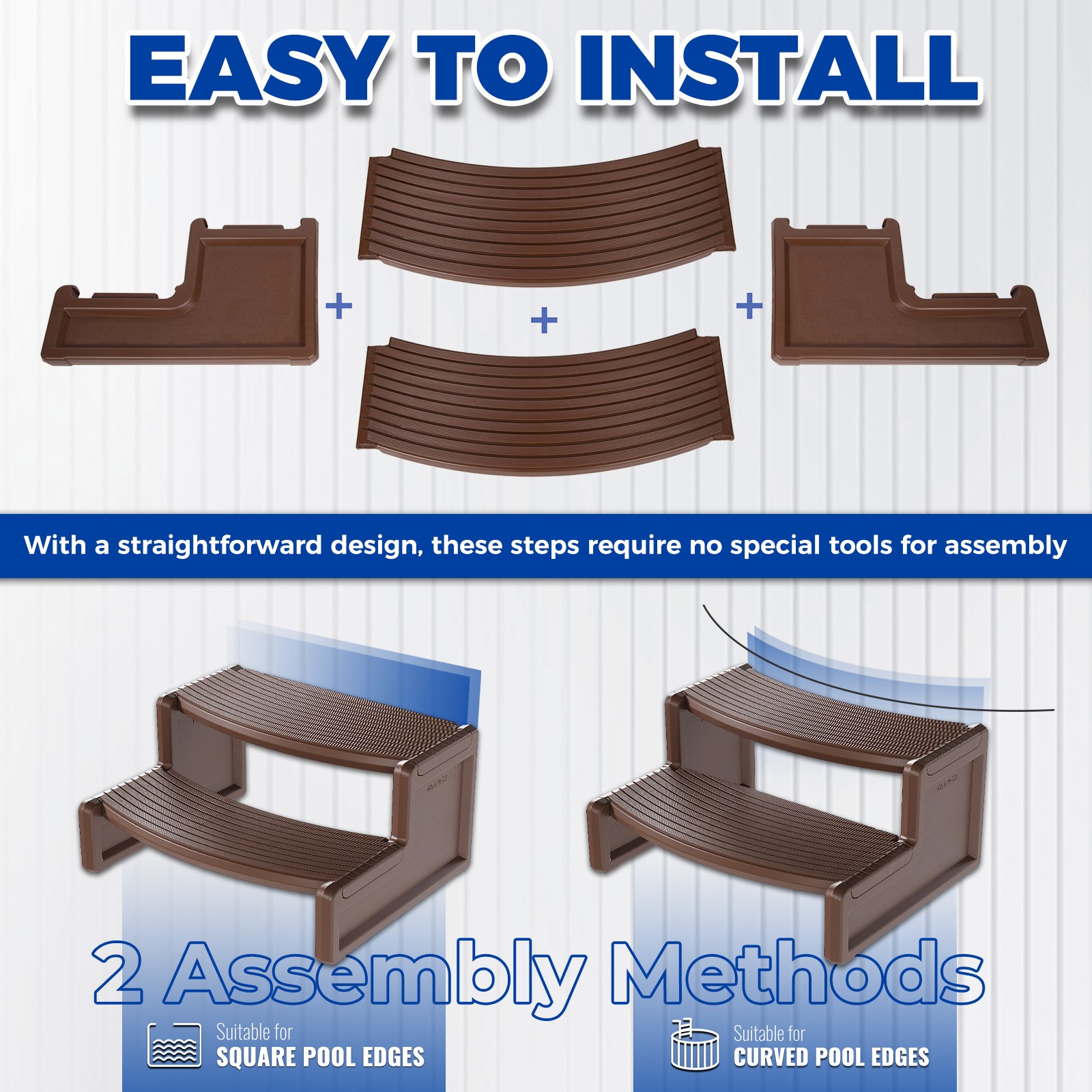 Universal Spa Hot Tub Steps No Slip Handi-Step Dark Gray/Black/Carbon Gray/Brown