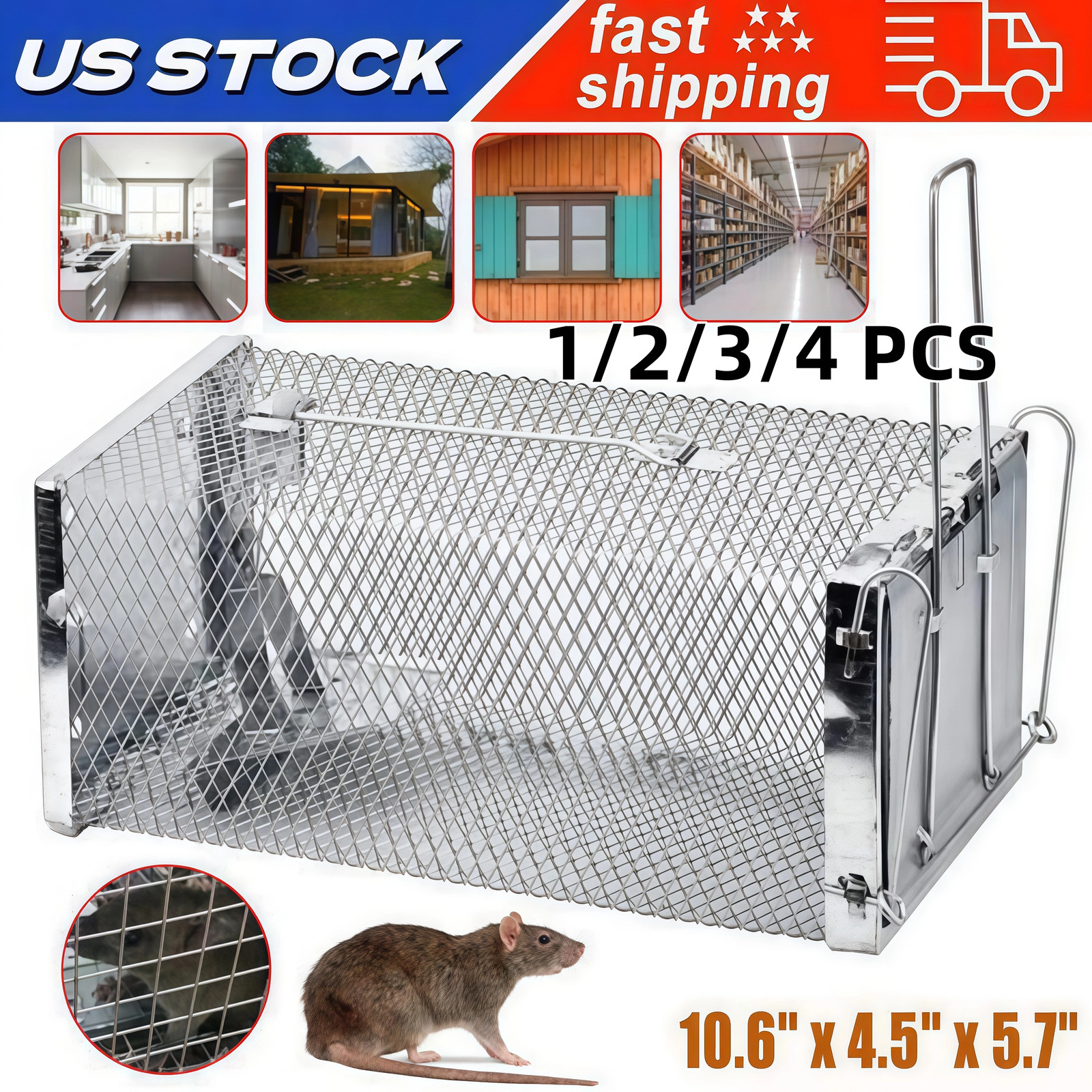 USA Mouse Trap Rat Trap Rodent Trap Live Catch Cages – Easy to Set Up and Reuse