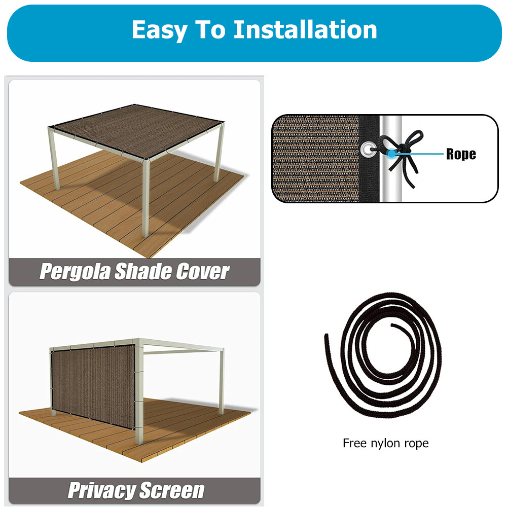 90% Sun Shade Cloth with Grommets Pergola Canopy Cover Patio Mesh Tarp Screens