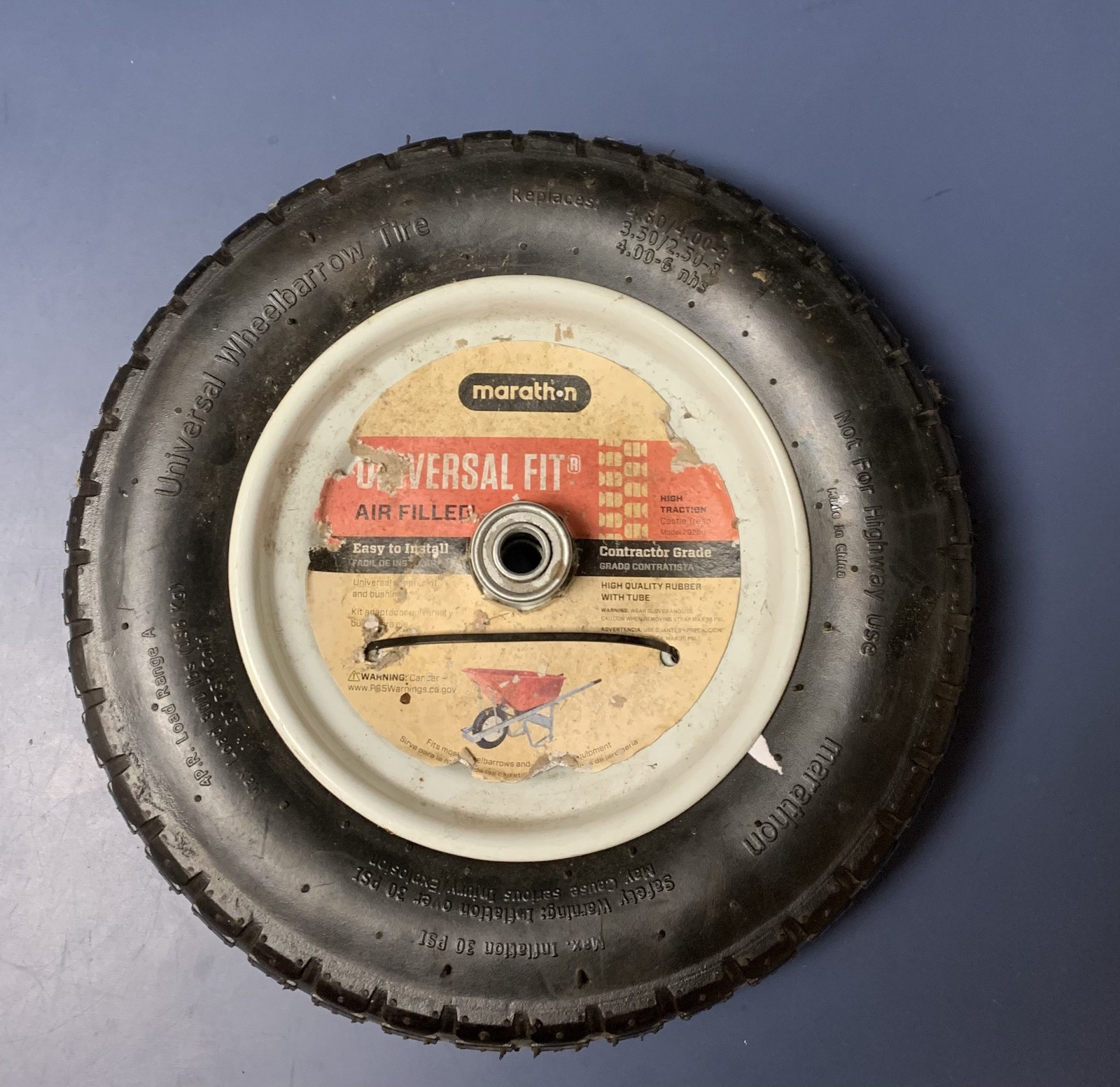 NEW Marathon Universal Fit Air Filled WheelBarrow Tire 13″ – 16″