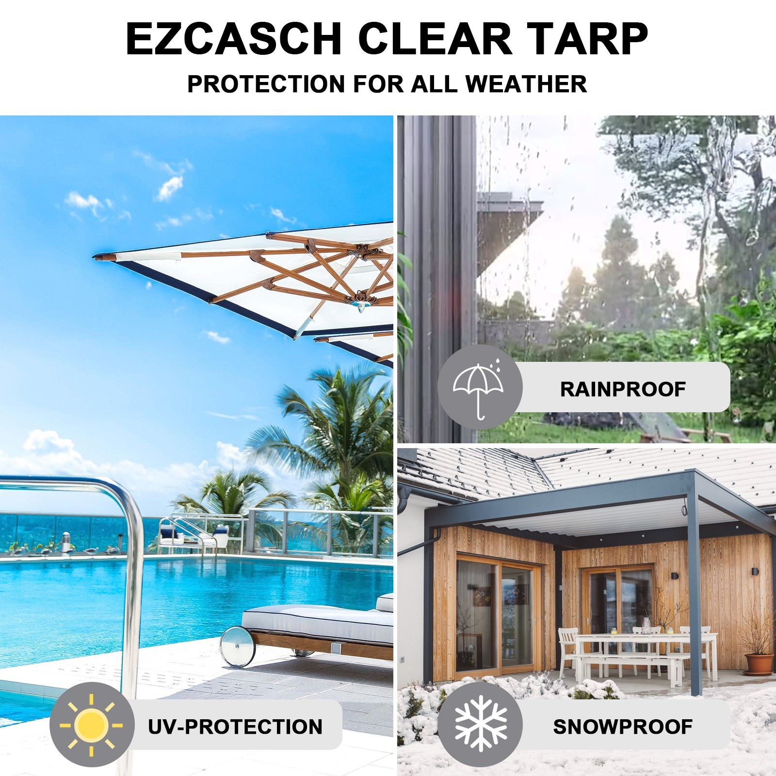 Clear Vinyl Curtain Heavy Duty PVC Clear Tarp Waterproof Outdoor Patio Enclosure