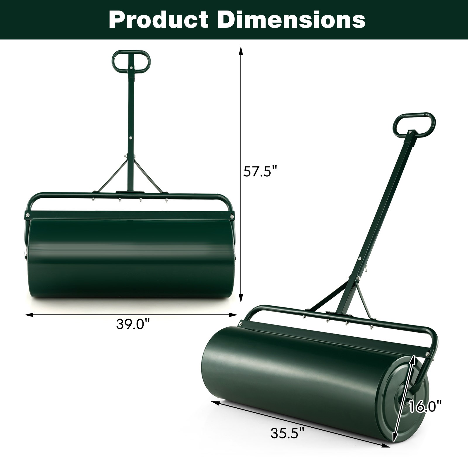 Lawn Roller Push/Tow Behind a Tractor Sod Drum Roller for Garden Yard Park Farm