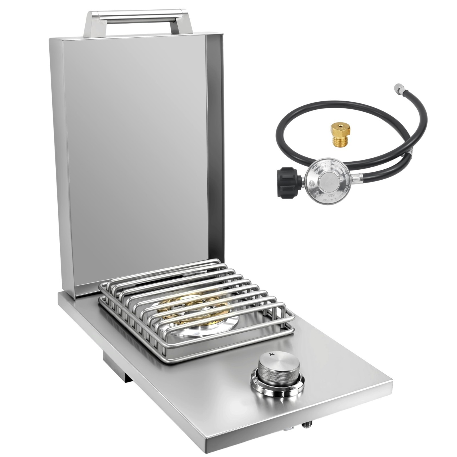 Single Grilling Side Burner, 15,000BTU Liquid Propane for Outdoor Kitchen
