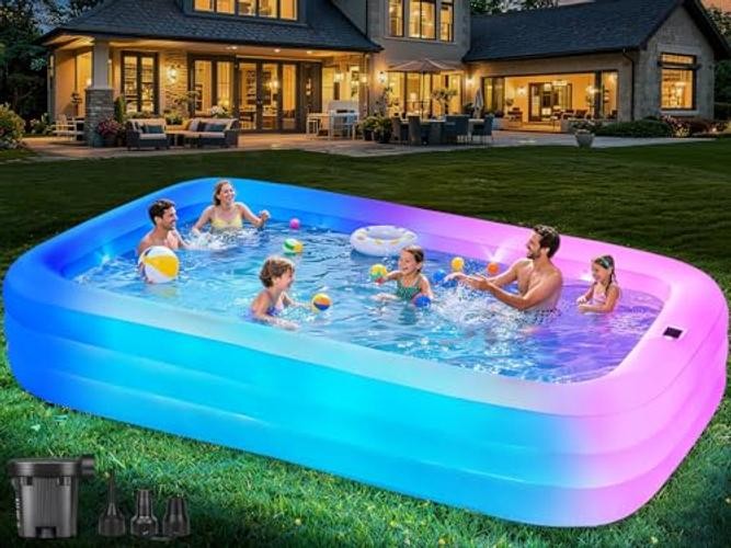 Inflatable Pool for Adults, 130″ x 72″ x 22″ Thickened Blow Up with Large