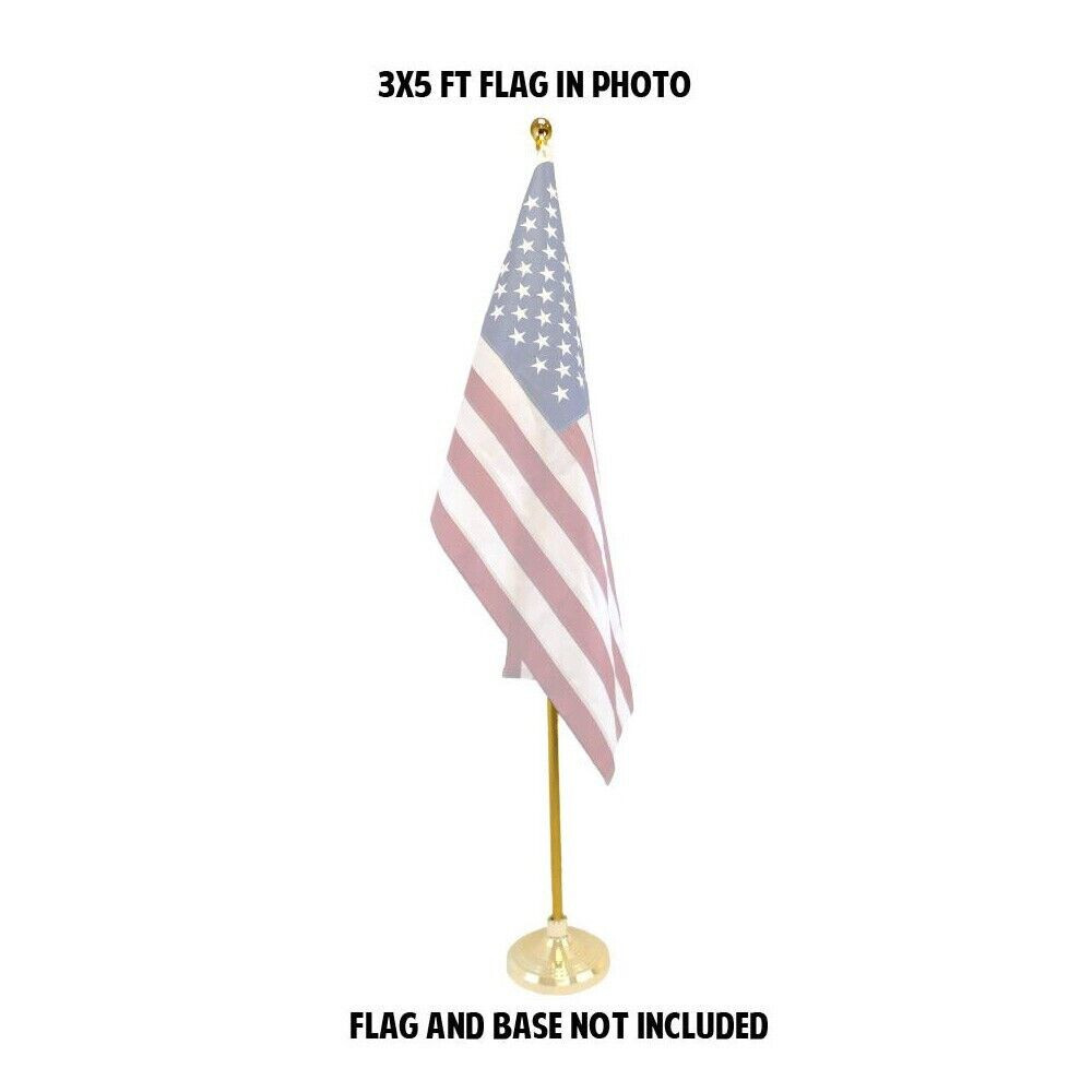 8ft Silver Indoor Flag Pole and Gold Base Kit (Ball Top) PREMIUM
