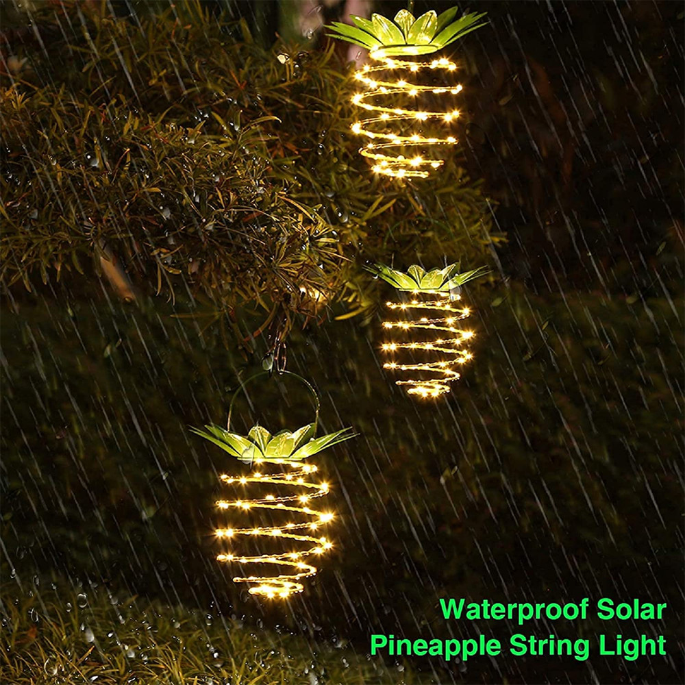 2Pack Solar Hanging Decorative Light LED Pineapple Design Garden Lamp Lantern