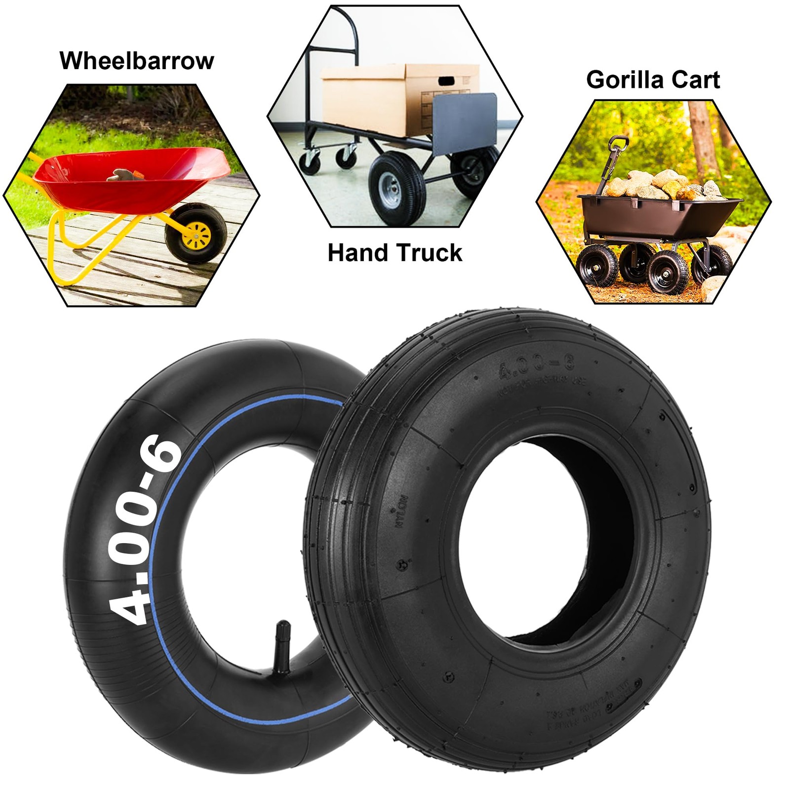 4.00-6 Tire and Inner Tube 13″ Wheelbarrow Wheel and Tire
