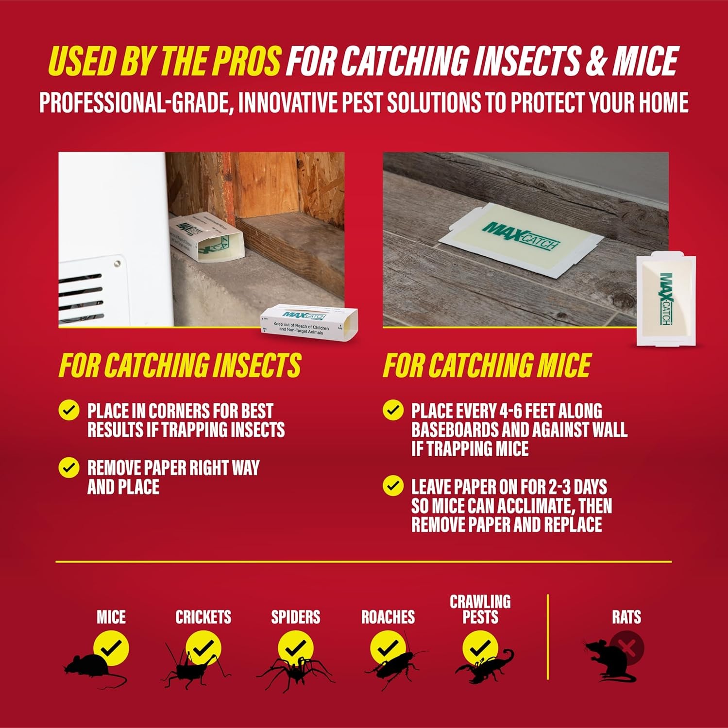 Max-Catch Mouse & Insect Glue Traps 36-Pack – Indoor Sticky Pest Control