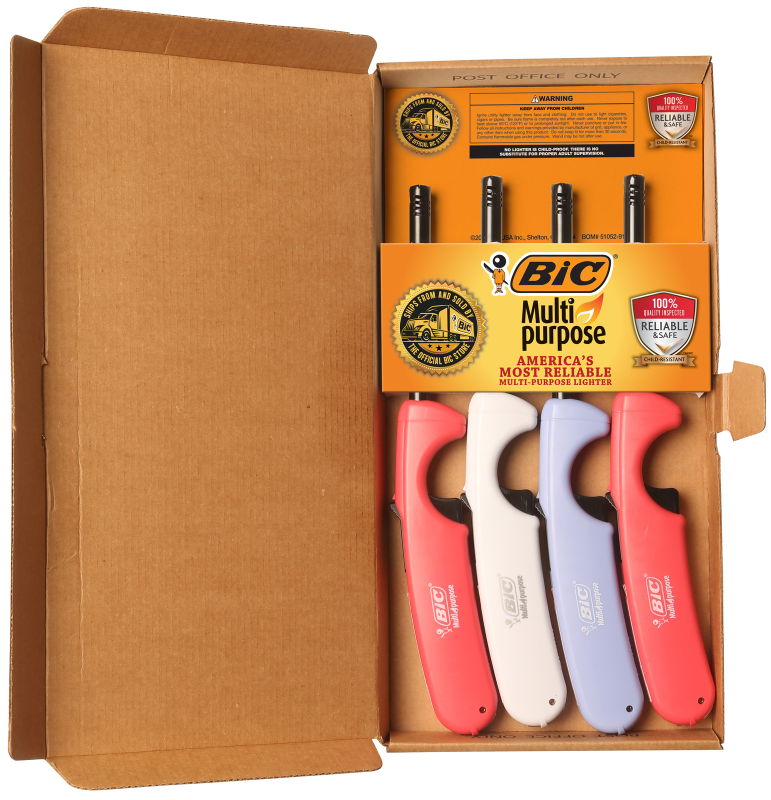 BIC Multi-purpose Candle Edition Lighter, Assorted Colors, 4-Pack