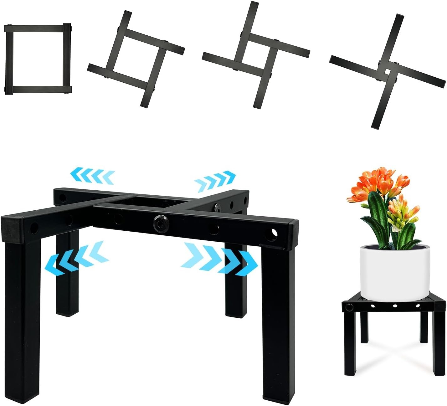 Compact Adjustable Metal Plant Stand with Rubber Feet – Perfect for Any Room