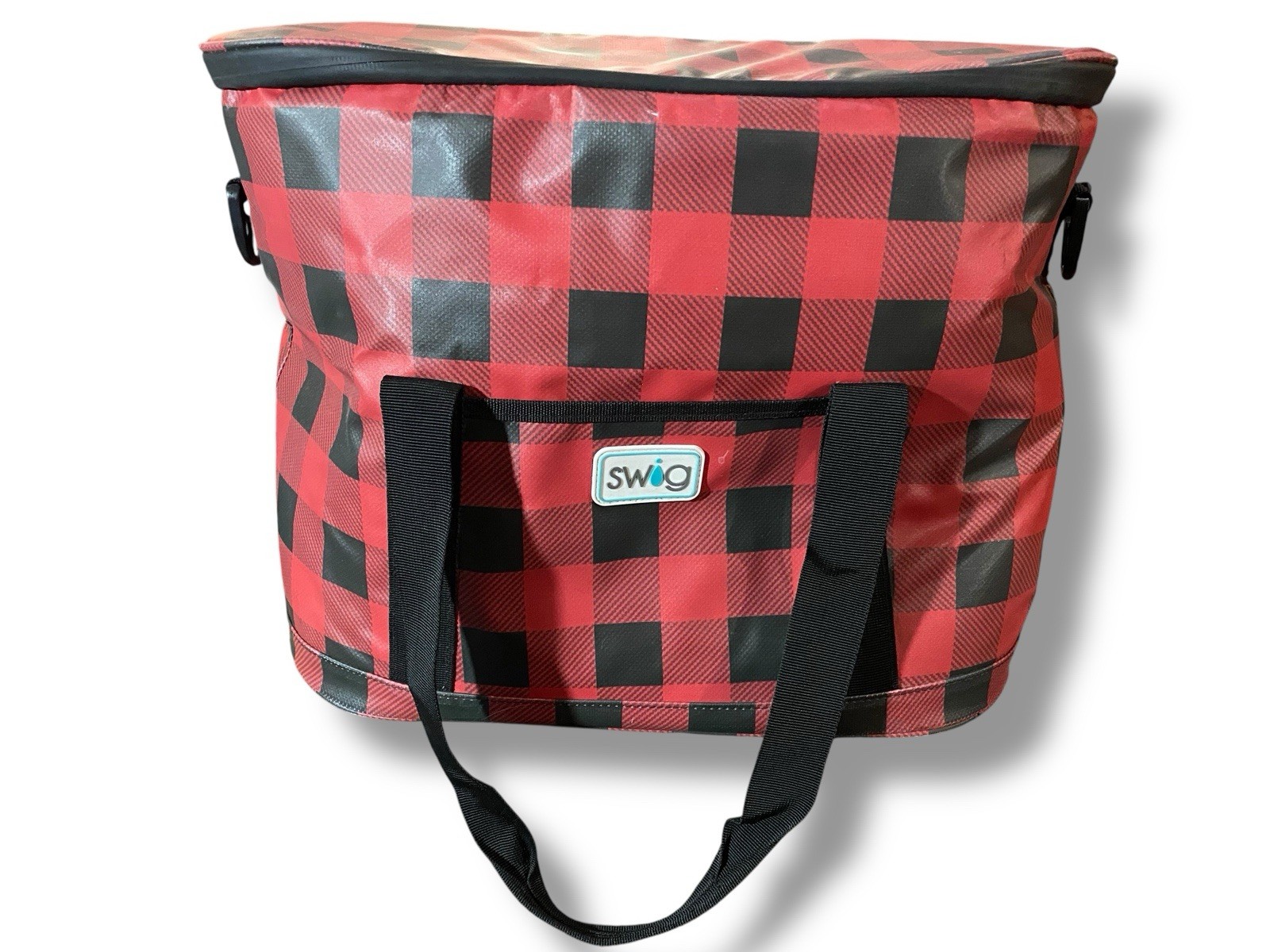 Swig Cooler Plaid Scotch Red & Black Pattern Summer Fun