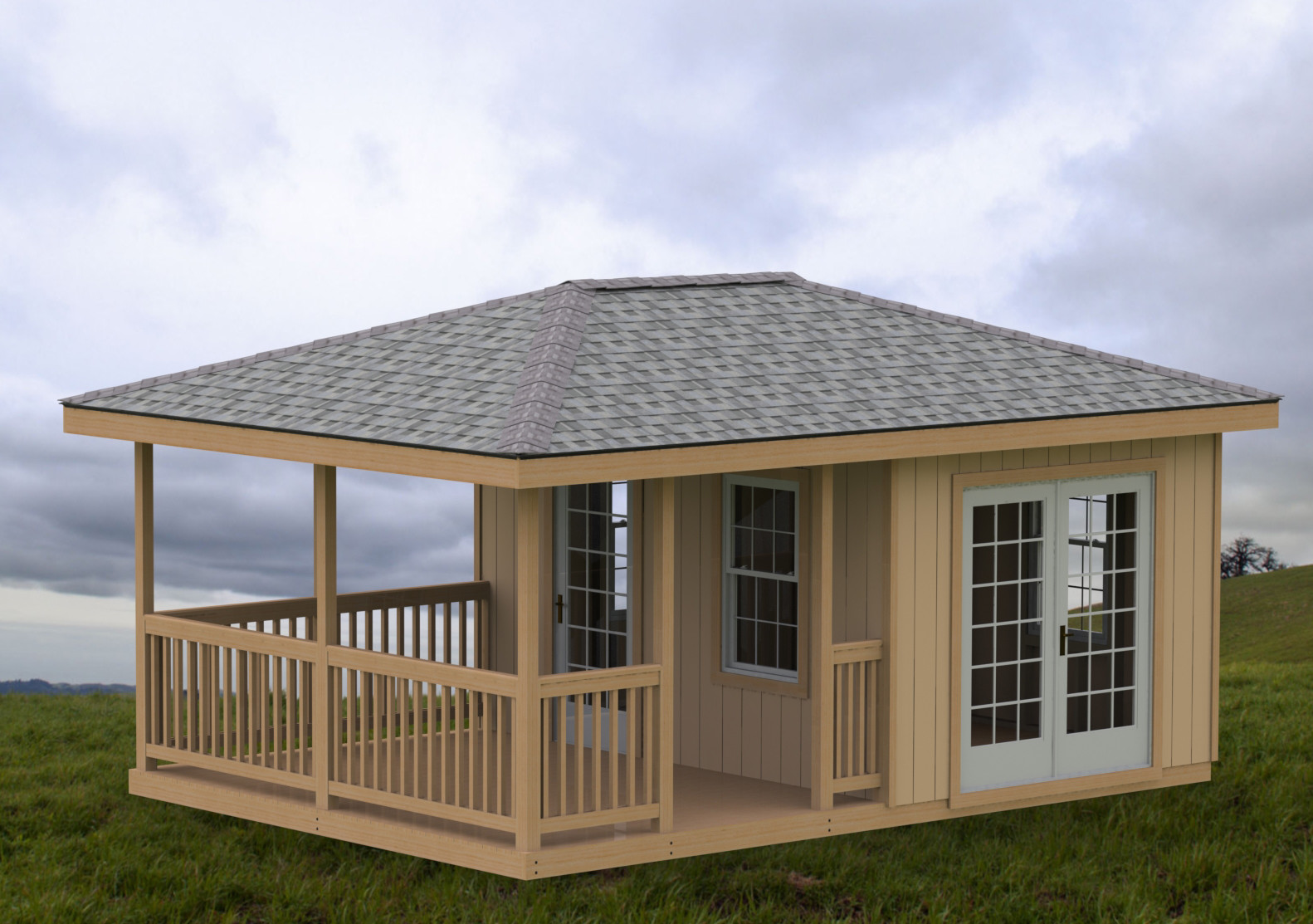 14′ x 20′ Partially Enclosed Gazebo/Man Cave/She Shed Hip Roof Building Plans