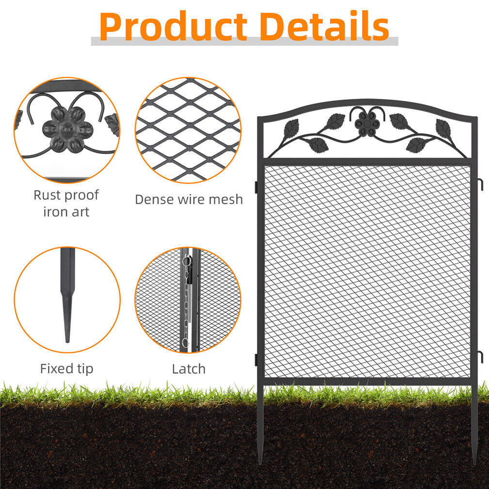 Set of 5 Heavy Outdoor Dog Pens Garden Fences Pets Playpens w/ Door 43.3″ Height
