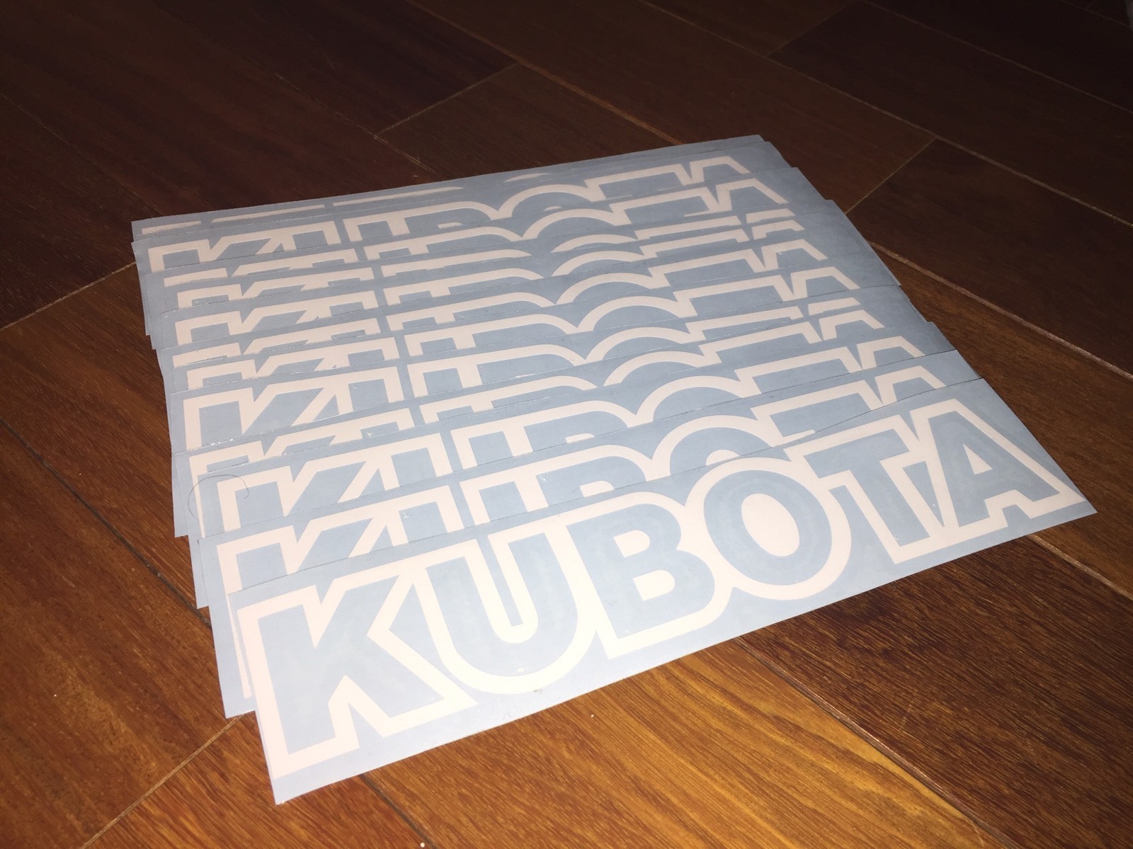 KUBOTA TRACTOR VINYL DECAL STICKER – WHITE 9″ Wide – SET OF 2 Tractor