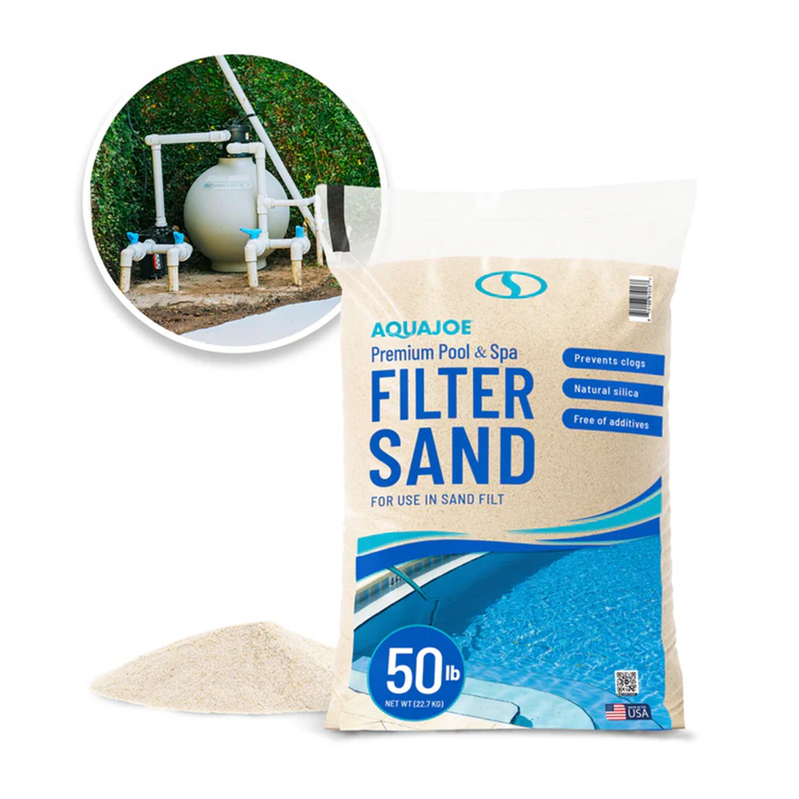 Aqua Joe Premium Pool & Spa Filter Sand for Swimming Pools, 50 lb, FLTSAND50