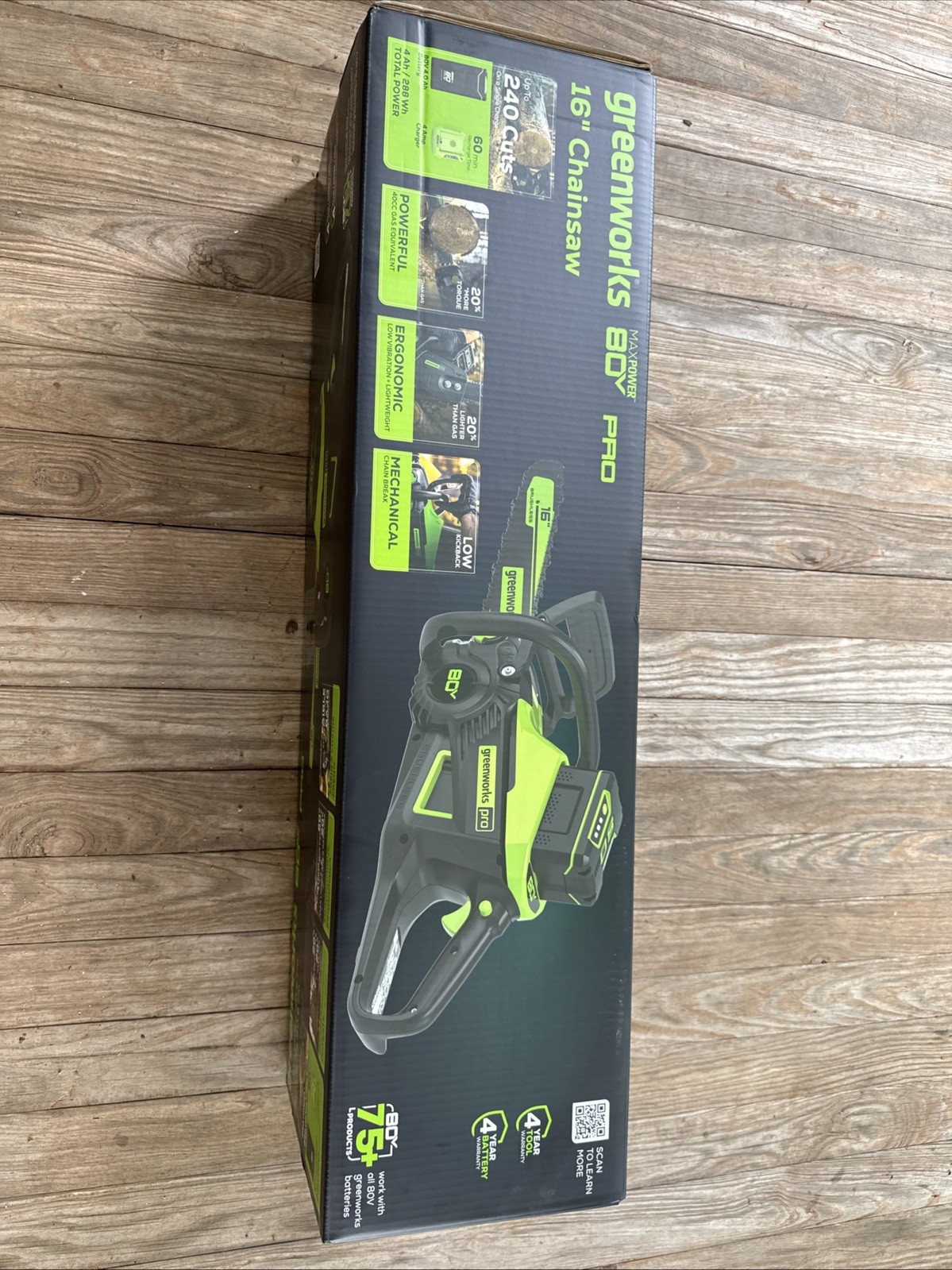 Greenworks 16 In 80V Brushless Chainsaw w/ (4AH) Battery