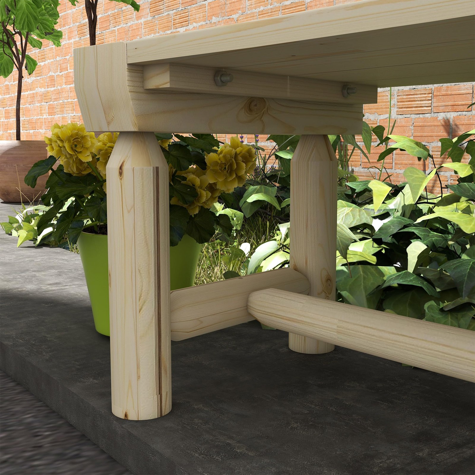 Outsunny Wooden Semicircular Round Wrap Around Garden Bench – Natural