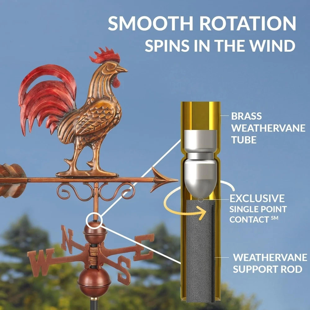 Bantam Red Rooster Weathervane Hand Finished Copper With Multi-Color Patina New