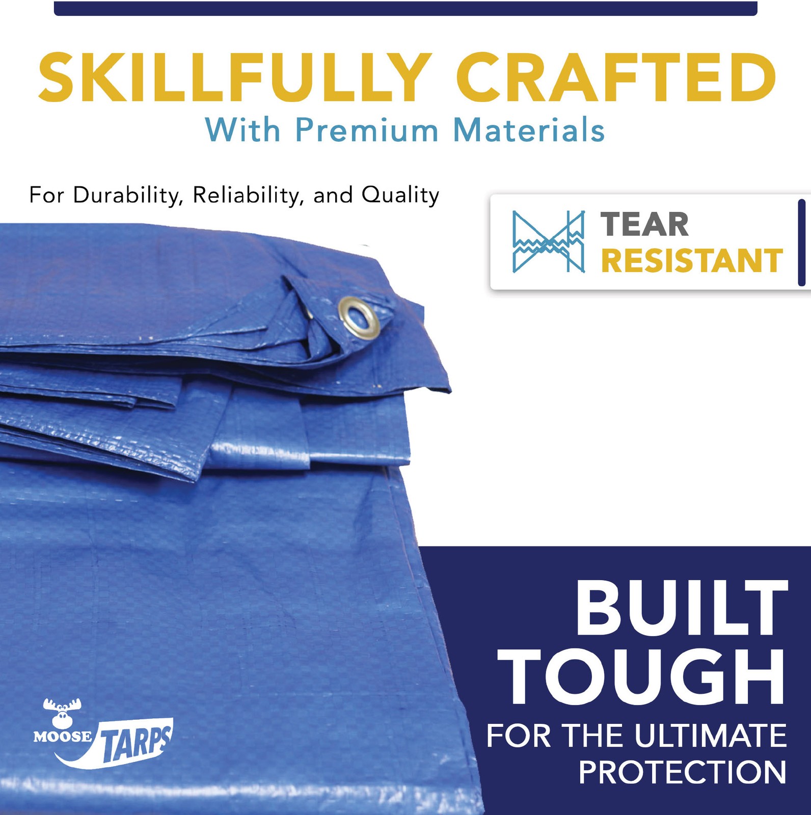 Multipurpose Blue Poly Tarp Cover with Grommets 12×24 Water Resistant 5 mil