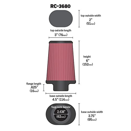 High-Flow Original Lifetime Universal Clamp-On: High 2.4×6 inches Air Filter