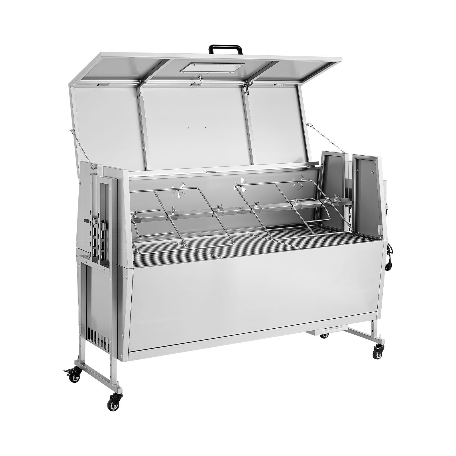 62″ Rotisserie Grill BBQ Outdoor Pig & Lamb Spit Roaster w/ Wheels 38W