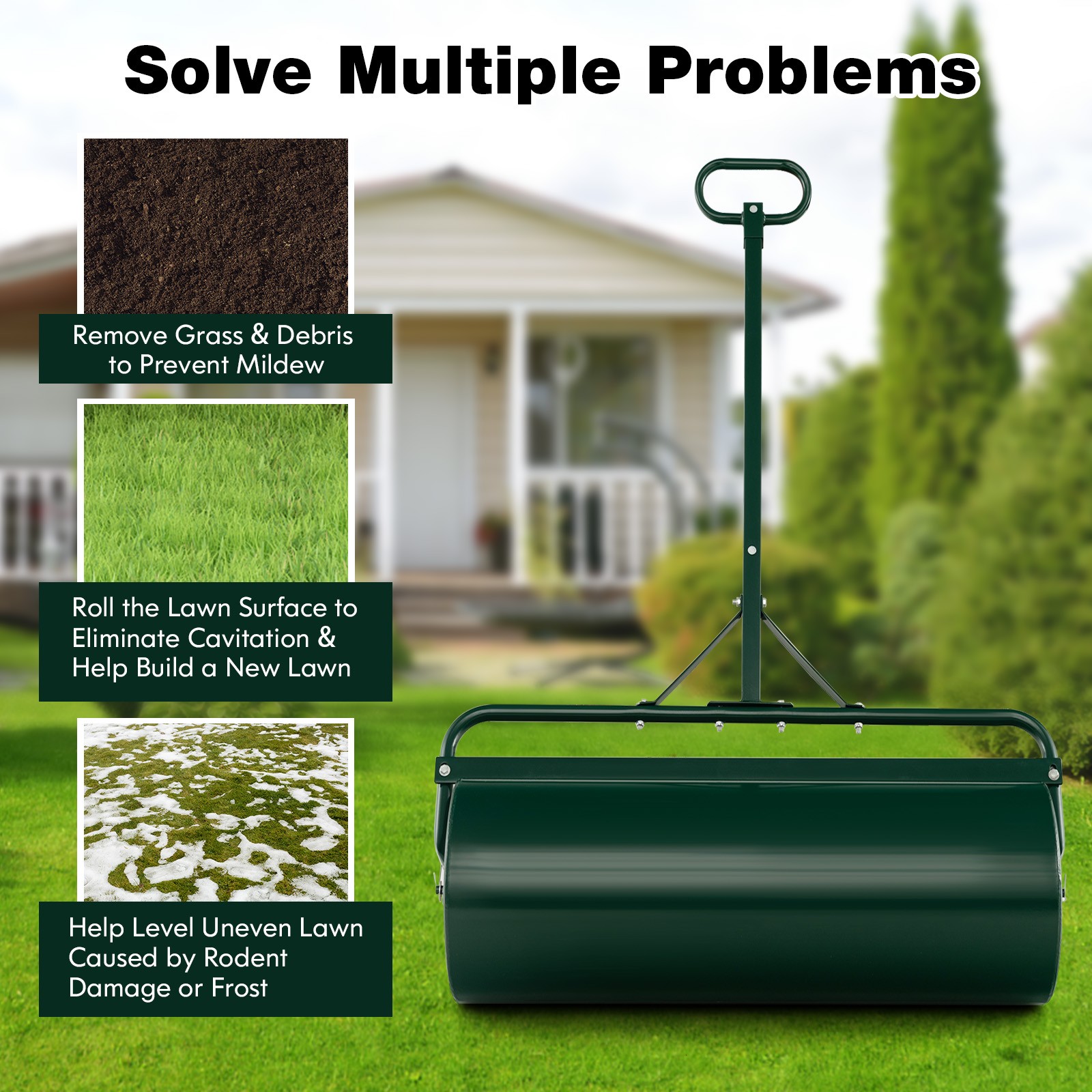 Lawn Roller Push/Tow Behind a Tractor Sod Drum Roller for Garden Yard Park Farm