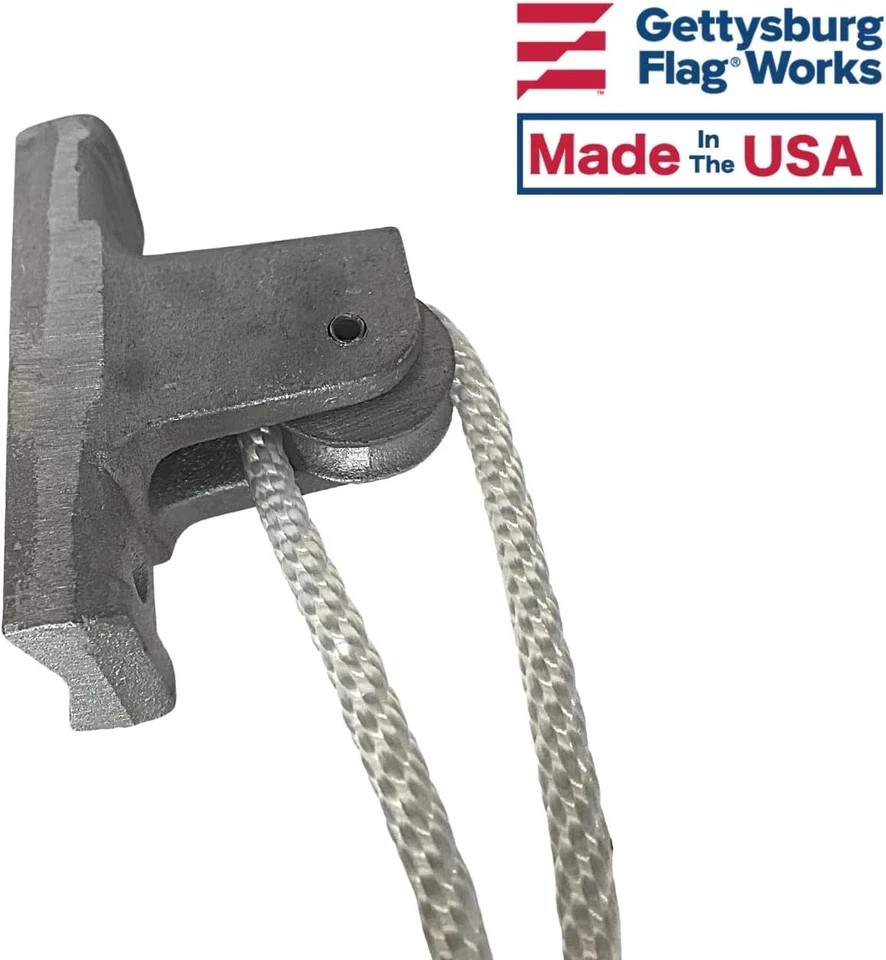Non-Drilled Silver Aluminum Vertical Mounted Single Pulley Assembly- Flagpole