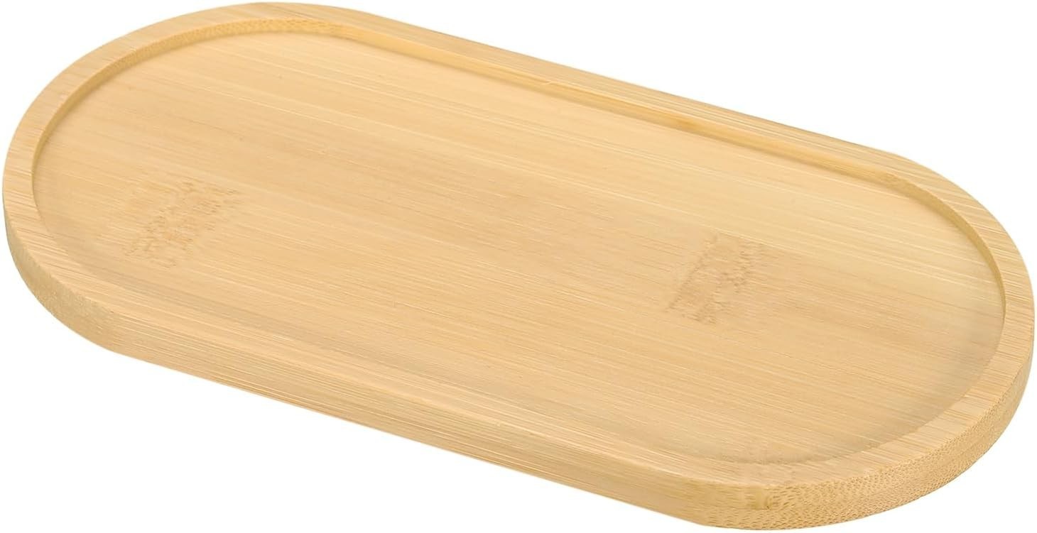 Elegant 7×3.5 Inch Bamboo Wood Saucer – Non-Slip Rectangular Plant Tray