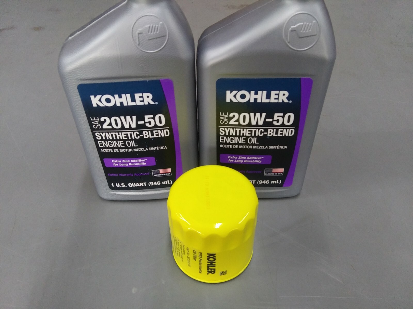 OEM Kohler Oil Change Kit (2) SAE 20W50 Engine Oil & 5205002-S Oil Filter