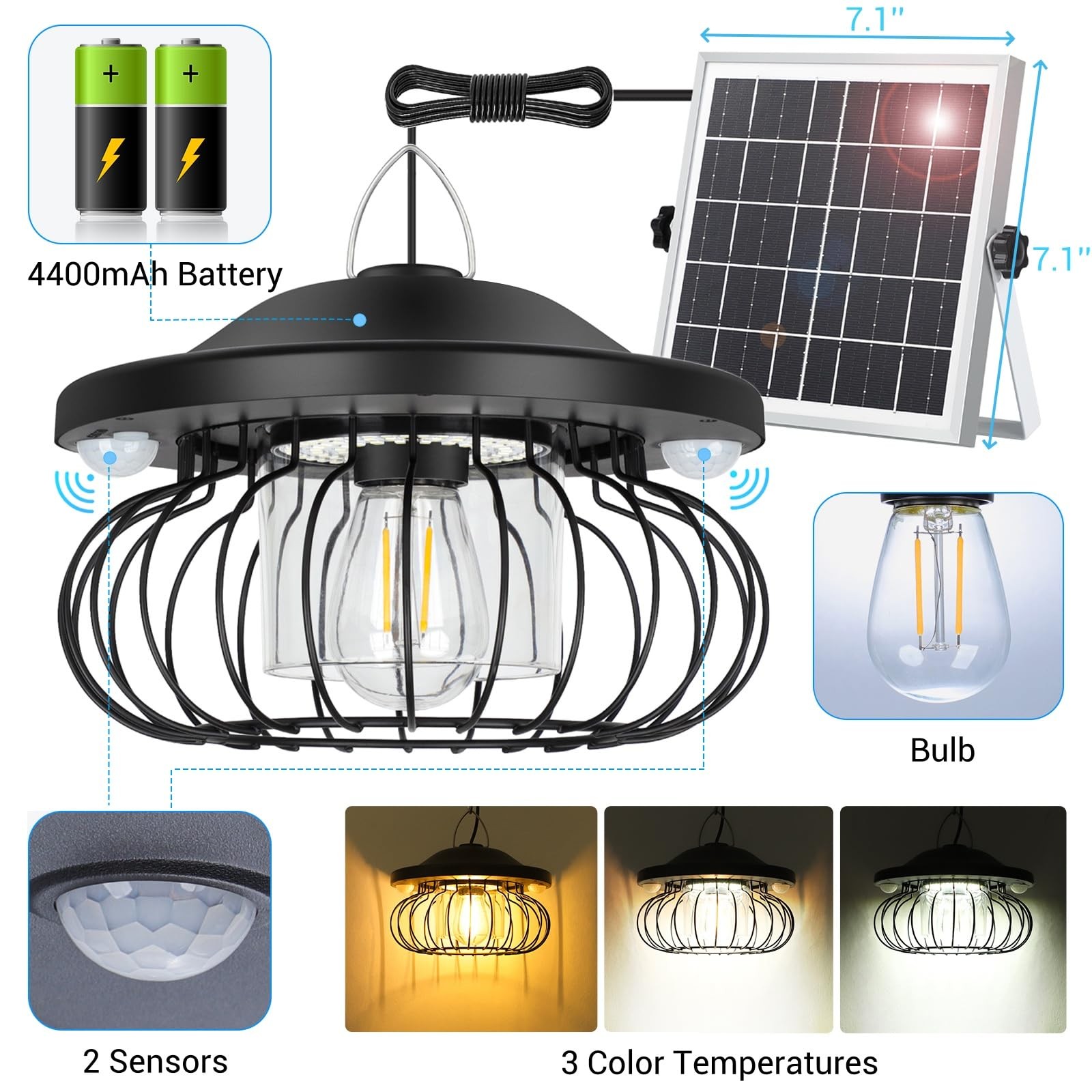 Solar Shed Light Outdoor Indoor, Bright 3000LM 5 Modes (Daytime Available) La…