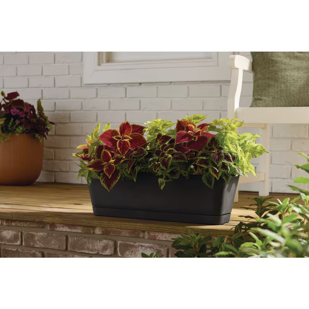 Antonella Black Plastic Rectangular Window Planter Box with Drainage Hole (24 In