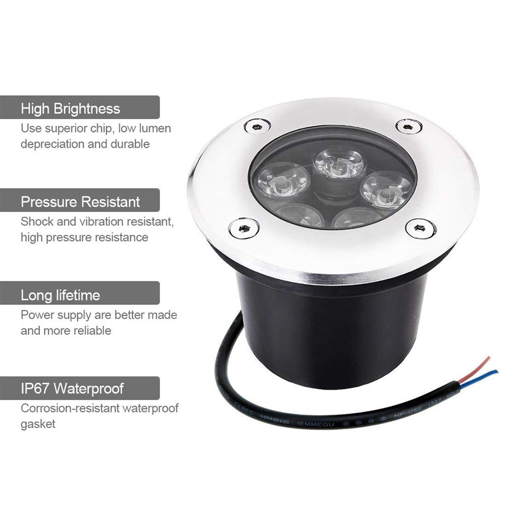 LED In-Ground Lights 5W Garden Landscape Outdoor Lighting Waterproof 3000K 6000K